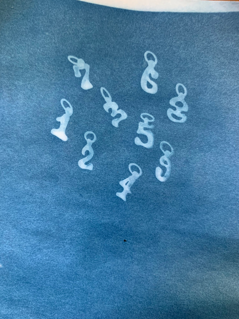 Number pendants on a blue background 